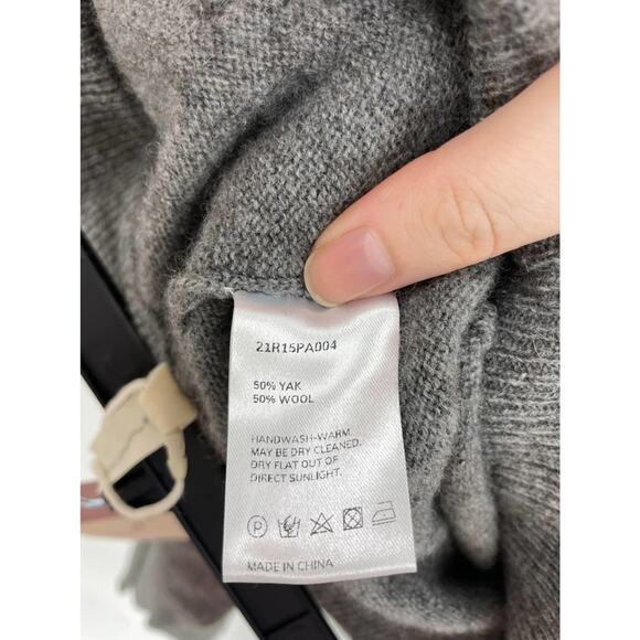 Nap Womens Size XL Pants Relaxed Wide Leg Fog Gray Yak Wool Pull On Drawstring - Picture 8 of 10